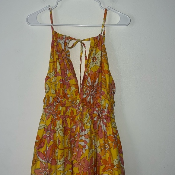 J. Crew Collection V-neck Floral Yellow Orange Print Maxi Dress Size XS - Picture 4 of 13